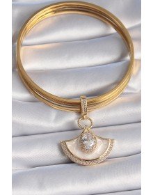 Brass Gold Color Zircon Stone Detailed White Enamel Ajda Charm