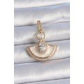 Brass Gold Color Zircon Stone Detailed White Enamel Ajda Charm