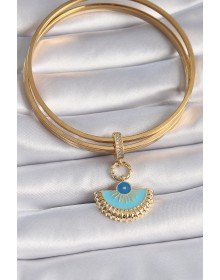 Ajda Charm with Brass Gold Color Evil Eye Beads