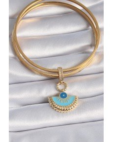 Ajda Charm with Brass Gold Color Evil Eye Beads Ajda Charm with Brass Gold Color Evil Eye Beads