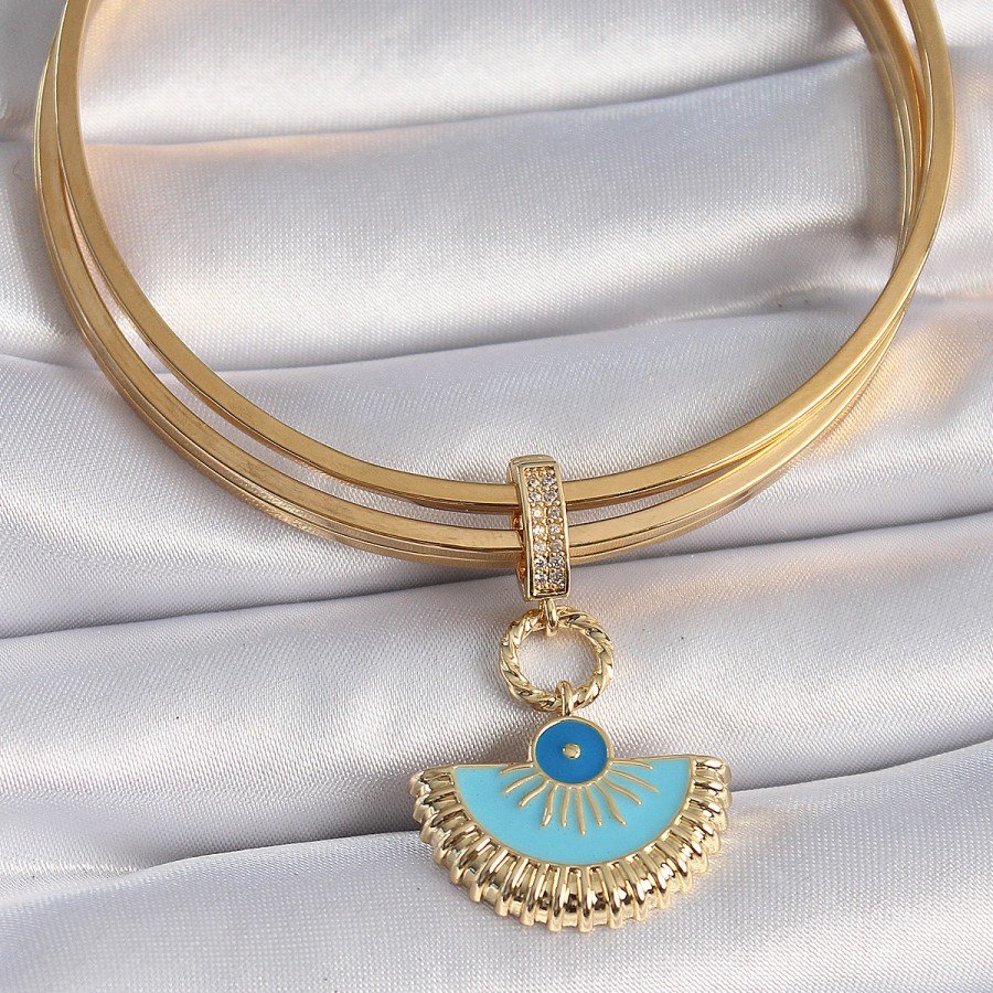 Ajda Charm with Brass Gold Color Evil Eye Beads