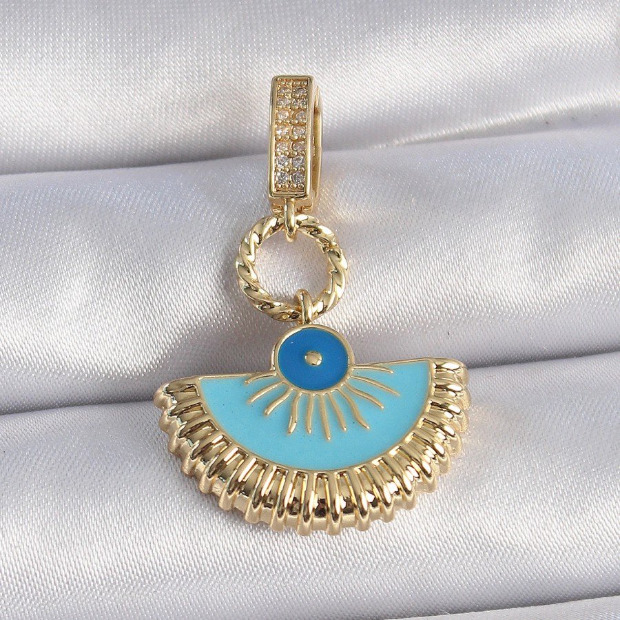 Ajda Charm with Brass Gold Color Evil Eye Beads