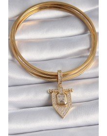 Brass Gold Color Baguette Zircon Stone Ajda Charm