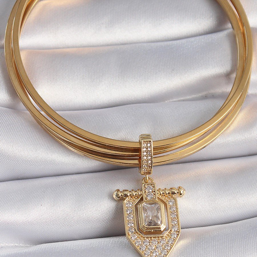 Brass Gold Color Baguette Zircon Stone Ajda Charm