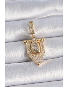 Brass Gold Color Baguette Zircon Stone Ajda Charm