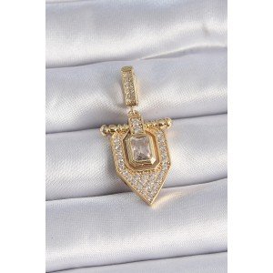 Brass Gold Color Baguette Zircon Stone Ajda Charm