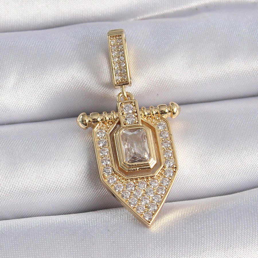 Brass Gold Color Baguette Zircon Stone Ajda Charm