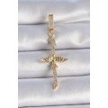 Brass Gold Color Zircon Stone Detailed Elif Model Phoenix Figure Ajda Charm