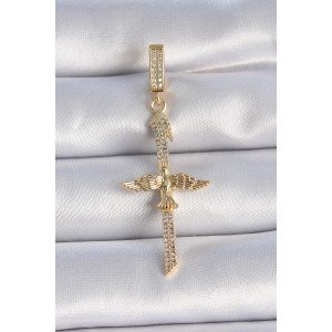 Brass Gold Color Zircon Stone Detailed Elif Model Phoenix Figure Ajda Charm