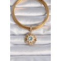 Brass Gold Color Evil Eye Beaded Fringed Star Figure Ajda Charm