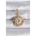 Brass Gold Color Evil Eye Beaded Fringed Star Figure Ajda Charm