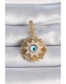 Brass Gold Color Evil Eye Beaded Fringed Star Figure Ajda Charm