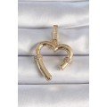 Brass Gold Color Zircon Stone Detailed Heart Figure Ajda Charm