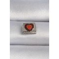 316L Steel Silver Color Brown Heart Embroidered Nomination Charm