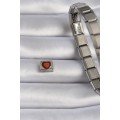 316L Steel Silver Color Brown Heart Embroidered Nomination Charm