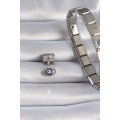 316L Steel Silver Color Dangle Eye Figure Evil Eye Bead Detail Nomination Charm 316L Steel Silver Color Dangle Eye Figure Evil Eye Bead Detail Nomination Charm