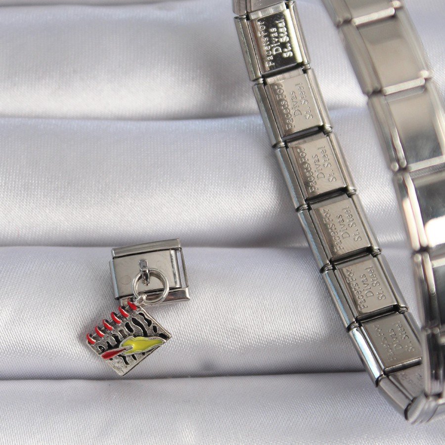 316L Steel Silver Color Shaking Notebook Figure Nomination Charm