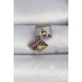 316L Steel Silver Color Shaking Notebook Figure Nomination Charm