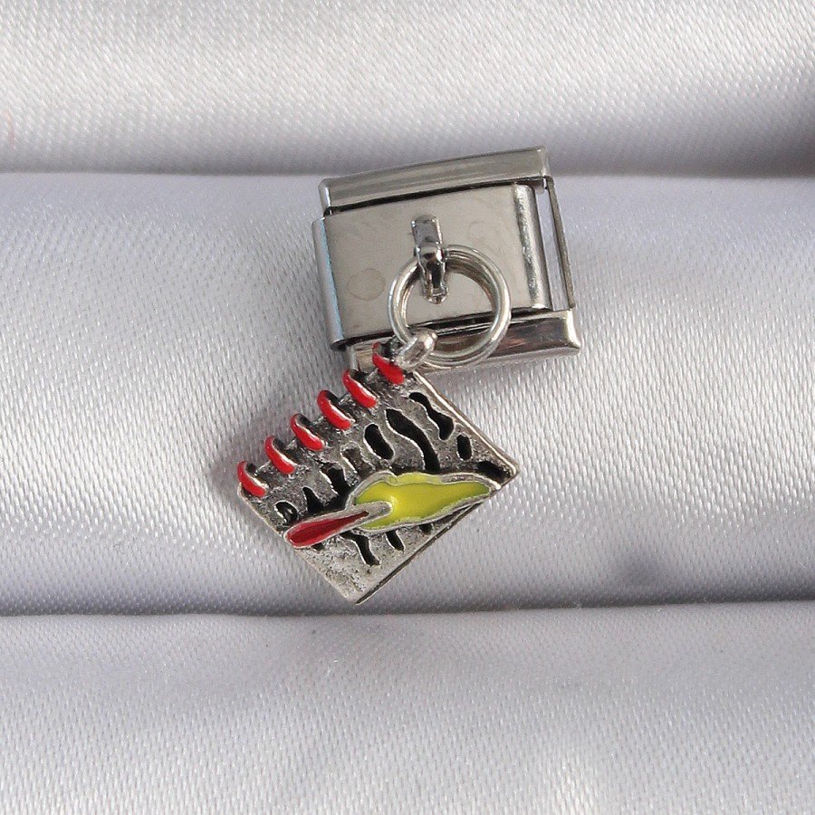 316L Steel Silver Color Shaking Notebook Figure Nomination Charm