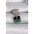 316L Steel Silver Color Hanging Green Frog Figure Nomination Charm