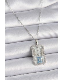 316L Steel Silver Color Chain Gemini Zodiac Sign Women's Necklace with Zircon Stone