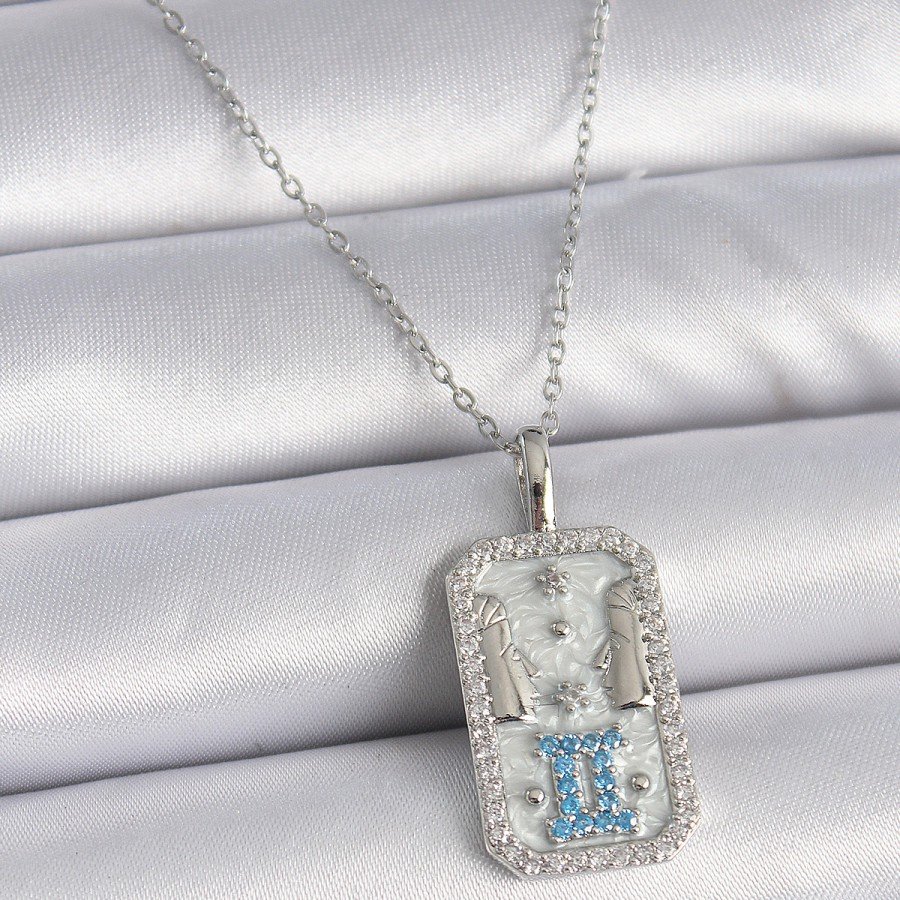 316L Steel Silver Color Chain Gemini Zircon Stone Women s Necklace
