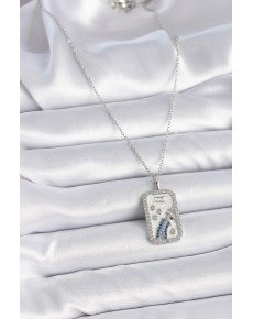 316L Steel Silver Color Chain Aquarius Zircon Stone Women's Necklace