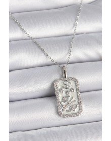 316L Steel Silver Color Chain Cancer Zodiac Sign Women's Necklace with Zircon Stone