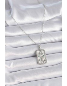 316L Steel Silver Color Chain Leo Zircon Stone Women's Necklace