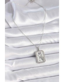 316L Steel Silver Color Chain Aries Zircon Stone Women's Necklace