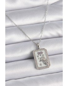 316L Steel Silver Color Chain Aries Zircon Stone Women's Necklace