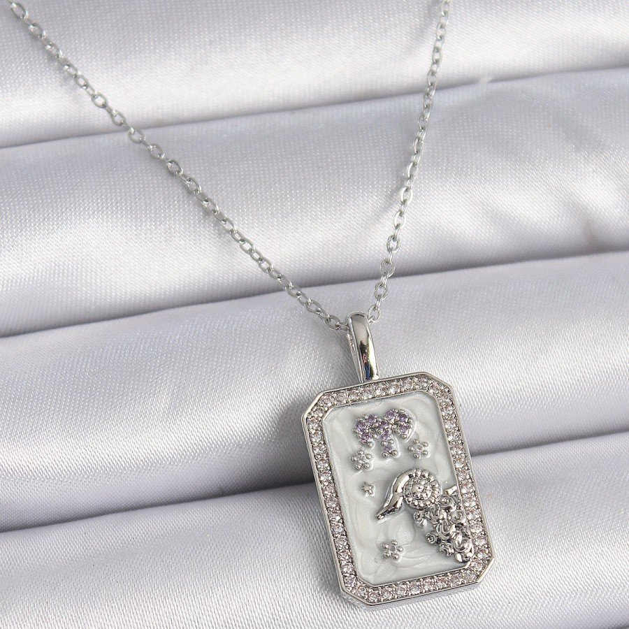 316L Steel Silver Color Chain Aries Zircon Stone Women s Necklace