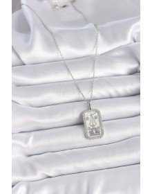 316L Steel Silver Color Libra Zircon Stone Women's Necklace