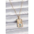 316L Steel Gold Color Chain Gemini Zircon Stone Women s Necklace