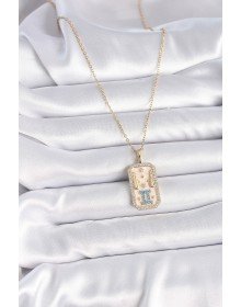 316L Steel Gold Color Chain Gemini Zircon Stone Women's Necklace