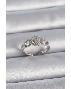 Brass Silver Color Zircon Stone Pearl Heart Processing Detail Adjustable Model Women's Ring