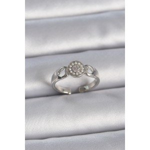 Brass Silver Color Zircon Stone Pearl Heart Processing Detail Adjustable Model Women's Ring Brass Silver Color Zircon Stone Pearl Heart Processing Detail Adjustable Model Women's Ring