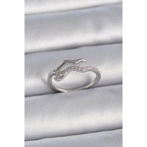 Brass Silver Color Zircon Stone Snake Adjustable Model Women's Ring