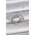 Brass Silver Color Adjustable Row Pearl and Zircon Stone Women's Ring