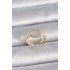 Brass Gold Color Adjustable White Enamel Cat Model Pearl Detail Women's Ring