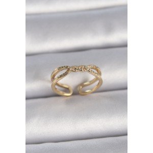 Brass Gold Color Adjustable Zircon Stone Spiral Model Women's Ring Brass Gold Color Adjustable Zircon Stone Spiral Model Women's Ring