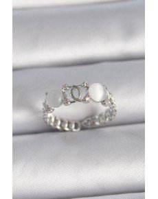 Brass Silver Color Adjustable Zircon Stone White Enamel United Ring Model Women's Ring