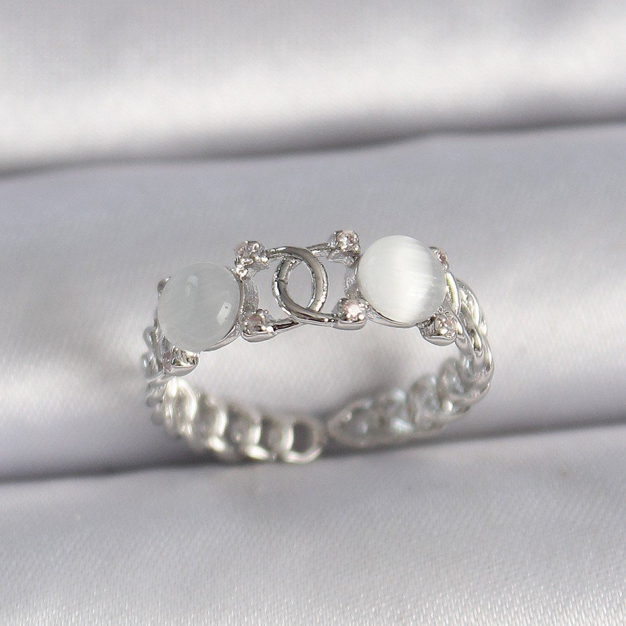 Brass Silver Color Adjustable Zircon Stone White Enamel United Ring Model Women s Ring