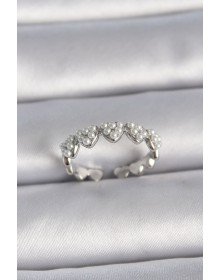 Brass Silver Color Adjustable Pearl Heart Model Women's Ring