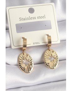 316L Steel Gold Color Pole Star Embroidered Women's Earrings