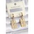 316L Steel Gold Color Zircon Stone Eye Engraving Detail Plate Model Women's Earrings