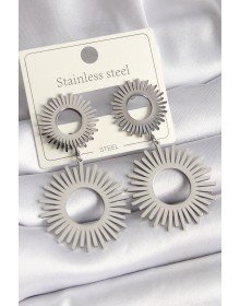 316L Steel Silver Color Dangle Sun Model Women's Earrings