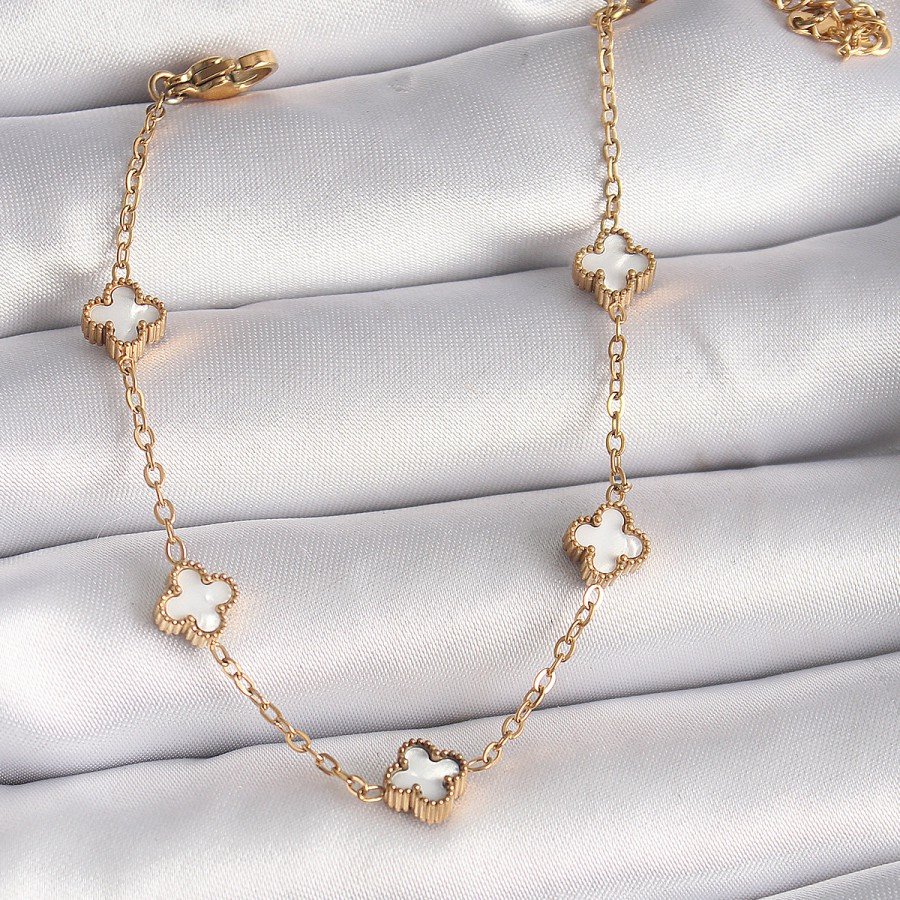 316L Steel Gold Color White Baby Boy Clover Model Women s Bracelet 316L Steel Gold Color White Baby Boy Clover Model Women s Bracelet