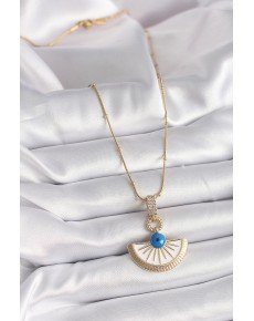 316L Steel Gold Color Chain Zircon Stone Detailed Evil Eye Bead Eye Model Women's Necklace