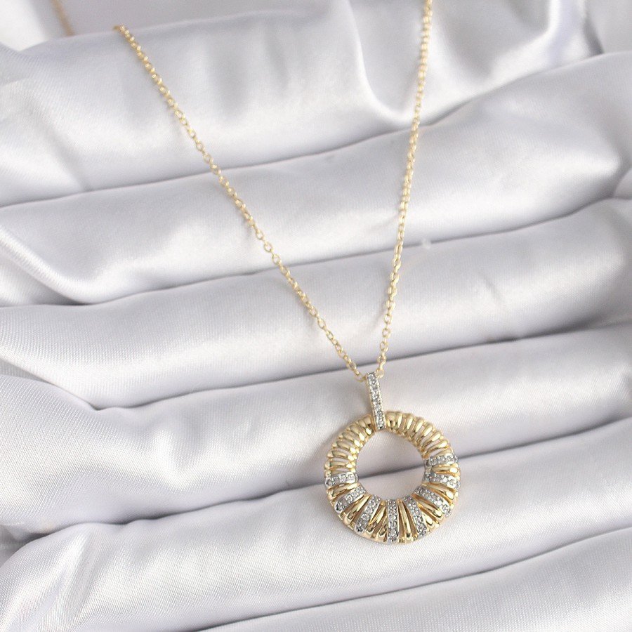 316L Steel Gold Color Chain Silver Zircon Stone Circle Model Women s Necklace